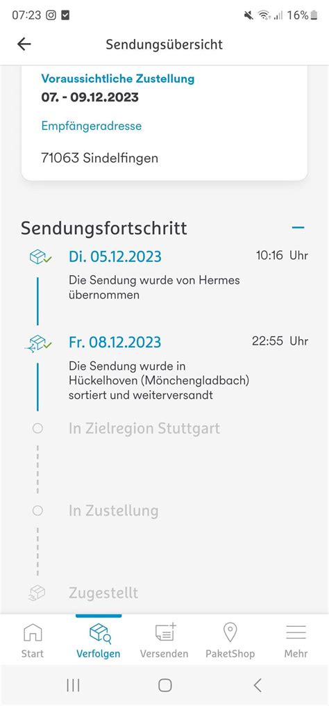 warum steht immernoch heute bei voraussichtliche zustellung heute bei hermes|hermes sendung abgeben.